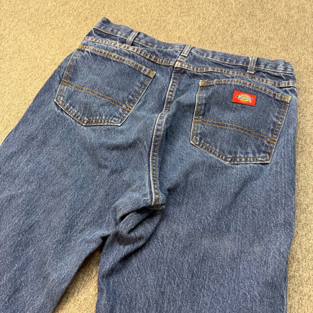 Dickies Mens Regular Fit Straight Leg Denim Jeans Medium Wash Blue 35x34